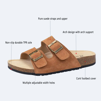 MARQUETE — Suede Dual Buckle Sandals